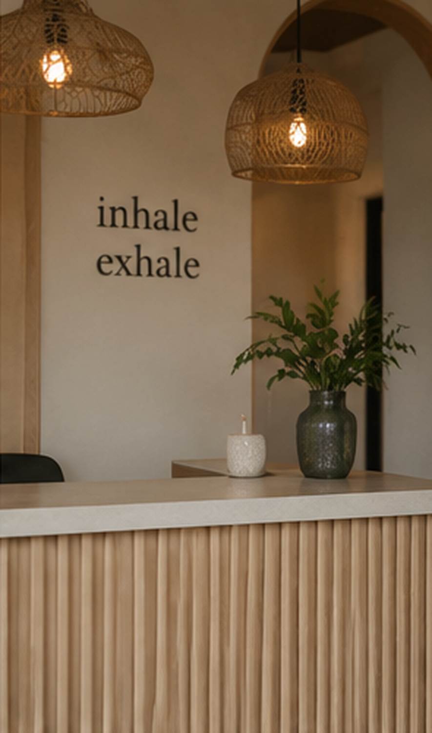 Calm Pilates and yoga studio lounge
